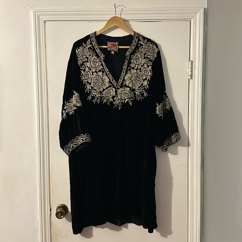 Johnny Was Santal velvet embroidered dress 3X